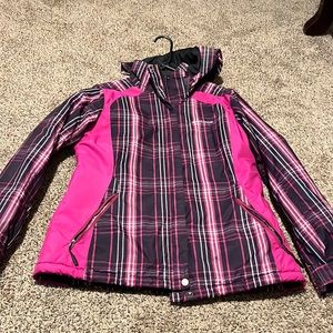 Pink and plum plaid Columbia jacket